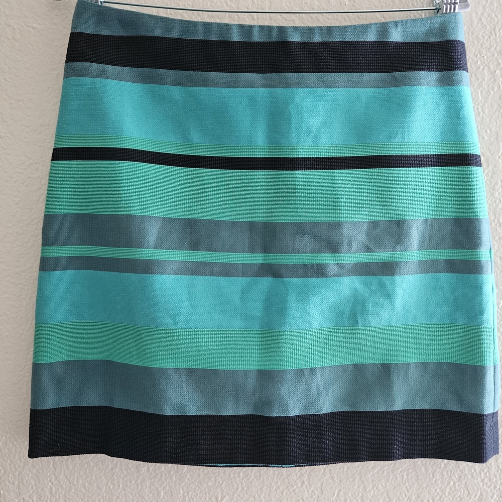 LOFT Striped Aqua & Teal Mini Skirt